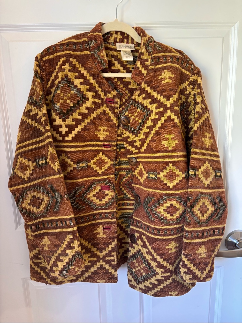 Vintage - Cedar Canyon - Patterned Aztec-Print Jacket in Rust & Mustard